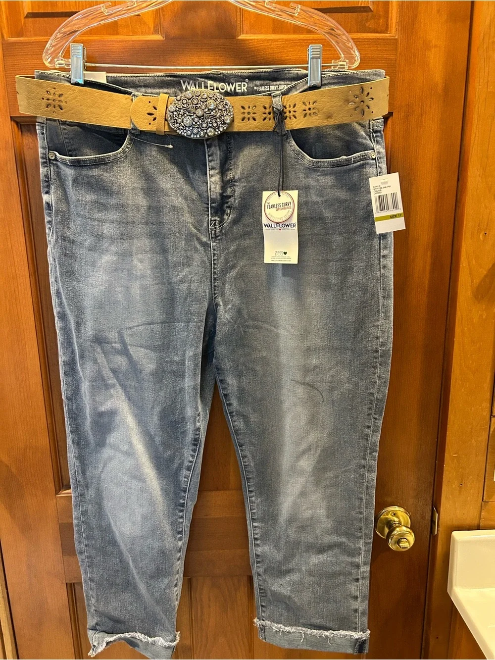 Wallflower Light Blue Jeans with Tan Decorative Belt